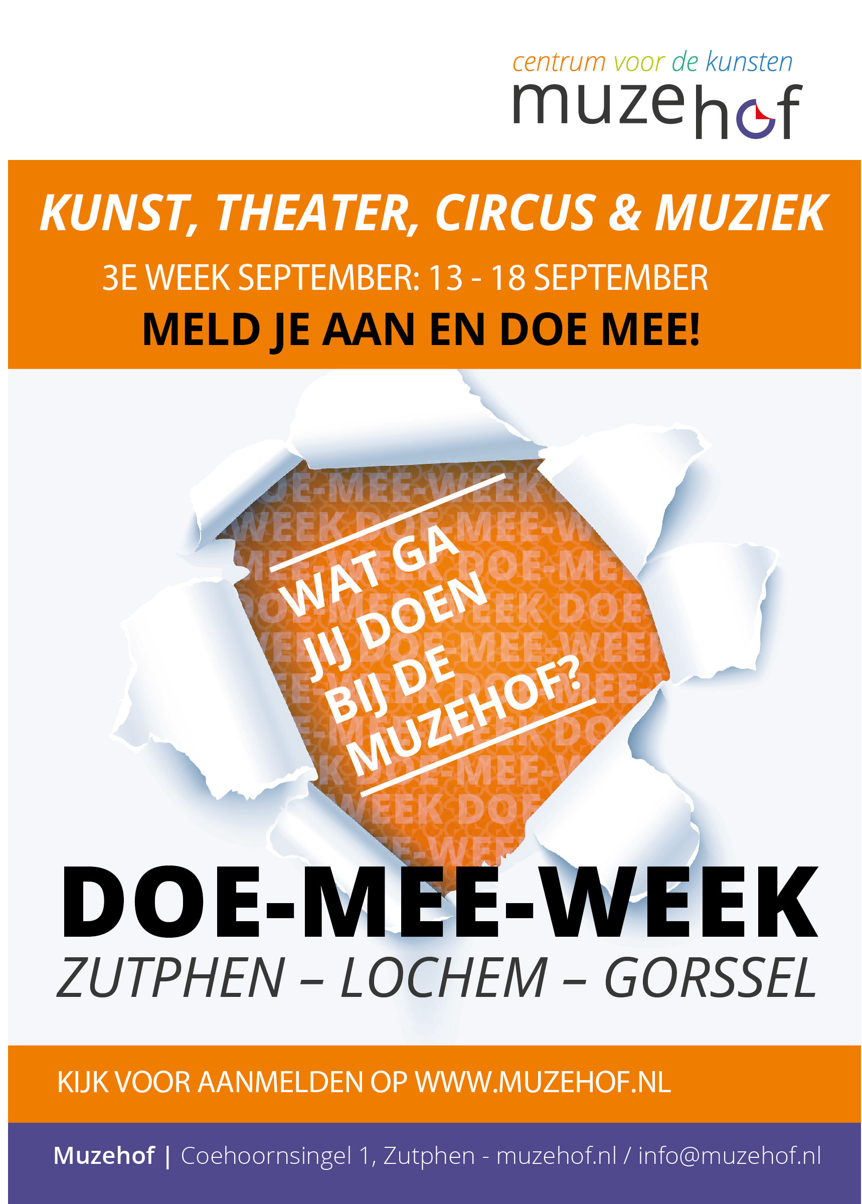 Poster van de Doe-Mee-Week Muzehof Zutphen Lochem